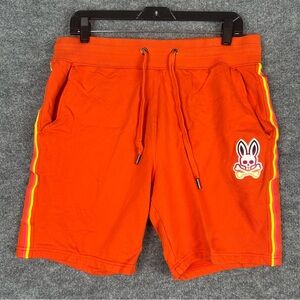 Psycho Bunny Orange Sweat Shorts Skull Logo Streetwear M